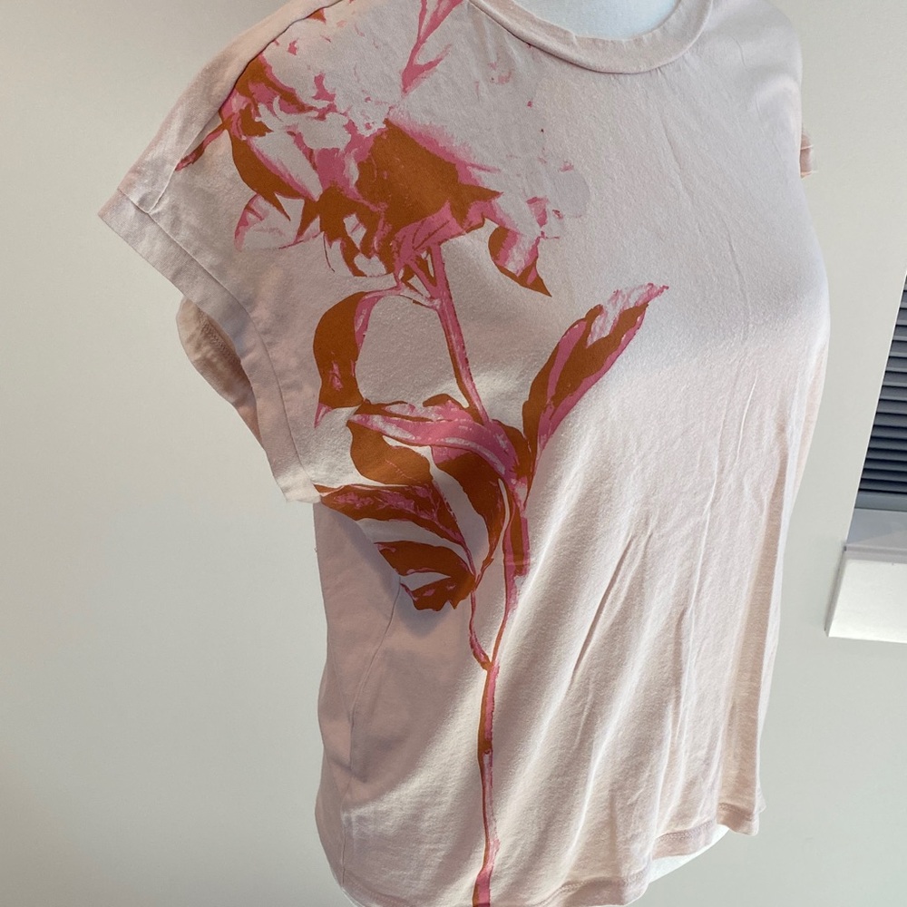 Anthropologie Pink Floral Short Sleeve Tee - Picture 2 of 2